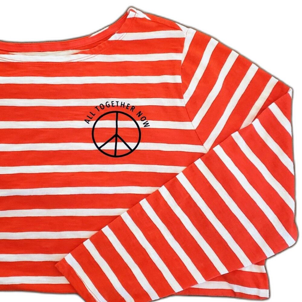 Old Navy Women Long Sleeve Striped Tee Reddish Orange & White Size 3X - Picture 4 of 8